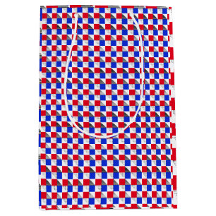Rot-schwarz-weiß-blaues geometrisches Muster Ästhe Mittlere Geschenktüte