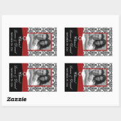 Rot, Schwarz, Weiß Damasken Foto Weinetikett Rechteckiger Aufkleber (Blatt)