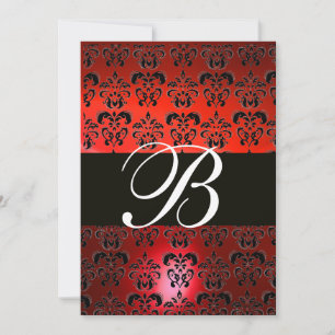 ROT SCHWARZ WEISS DAMAST MONOGRAMM RSVP EINLADUNG