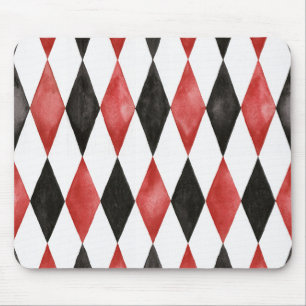 Rot Schwarz Weiß Diamantform Mousepad