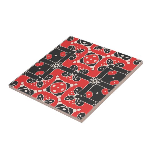 Rot Schwarz-weiß Elegant Klasse Modernes Volksvolk Fliese (Seite)