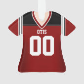 Rot/Schwarz/Weiß Fußball Jersey Ornament (Rückseite)