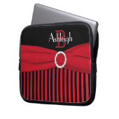 Rot, schwarz, weiß gestreifte IMITATE Flachbildsch Laptopschutzhülle (Vorderseite Links)