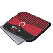 Rot, schwarz, weiß gestreifte IMITATE Flachbildsch Laptopschutzhülle (Vorne Knopf)