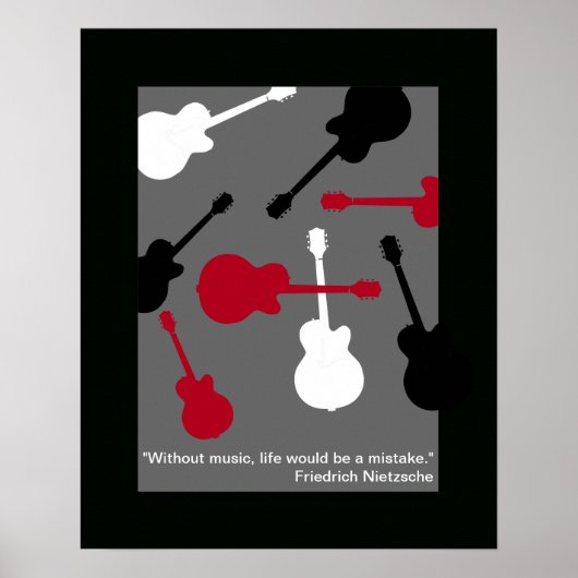 rot/schwarz/weiß Gitarren für den Musiker Poster (Vorne)