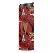 Rot, Schwarz, Weiß, Imitat Holz | Atomisches Mitte Thermosbecher (Nach links gedreht)