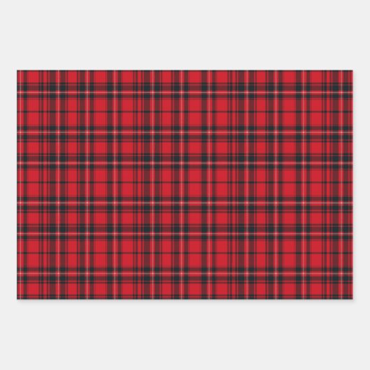 Rot, Schwarz & Weiß Kariert Geschenkpapier Set (Vorderseite 3)