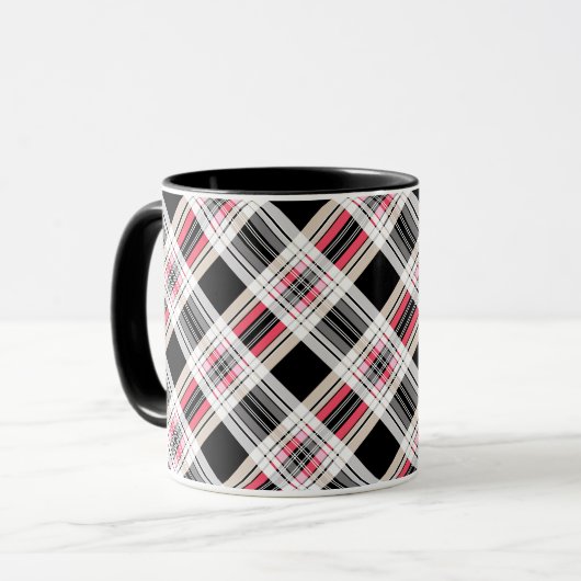 Rot schwarz weiß kariert tasse (Vorderseite Links)