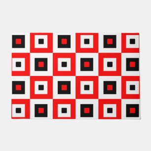 Rot Schwarz Weiß Karierte Quadrate Muster Design Fußmatte
