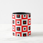 Rot Schwarz Weiß Karierte Quadrate Muster Design Tasse (Zentrum)