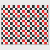 Rot Schwarz Weiß kariertes Musterdesign Geschenkpapier (Flach)