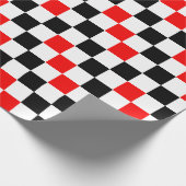 Rot Schwarz Weiß kariertes Musterdesign Geschenkpapier (Ecke)