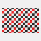 Rot Schwarz Weiß kariertes Musterdesign Geschirrtuch (Horizontal)