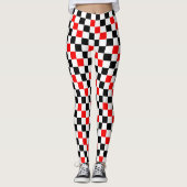 Rot Schwarz Weiß kariertes Musterdesign  Leggings (Vorderseite)