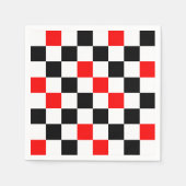 Rot Schwarz Weiß kariertes Musterdesign Serviette (Vorderseite)