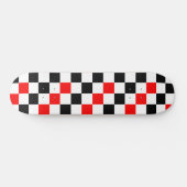 Rot Schwarz Weiß kariertes Musterdesign Skateboard (Horizontal)
