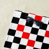 Rot Schwarz Weiß kariertes Musterdesign  Strandtuch (Beispiel)