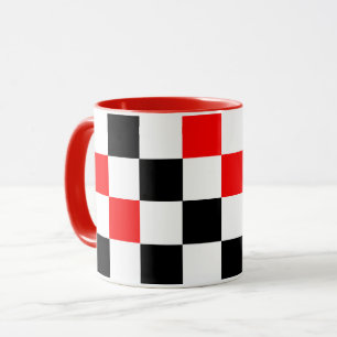 Rot Schwarz Weiß kariertes Musterdesign Tasse