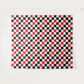 Rot Schwarz Weiß kariertes Musterdesign Wandteppich (Vorderseite (Horizontal))
