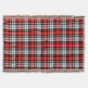 Rot Schwarz Weiß Kariertes Tartan Muster Design  Decke