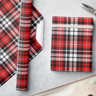Rot Schwarz Weiß Kariertes Tartan Muster Design  Geschenkpapier