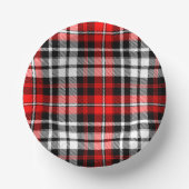 Rot Schwarz Weiß Kariertes Tartan Muster Design  Pappteller (Vorderseite)