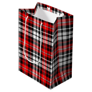 Rot-Schwarz-Weiß-Karo-Tartan-Musterdesign  Mittlere Geschenktüte