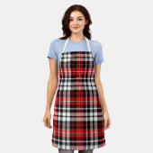 Rot-Schwarz-Weiß-Karo-Tartan-Musterdesign Schürze (Getragen)