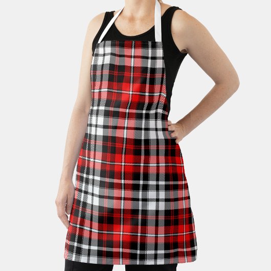 Rot-Schwarz-Weiß-Karo-Tartan-Musterdesign Schürze