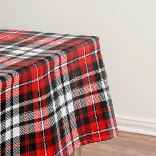 Rot-Schwarz-Weiß-Karo-Tartan-Musterdesign  Stoff