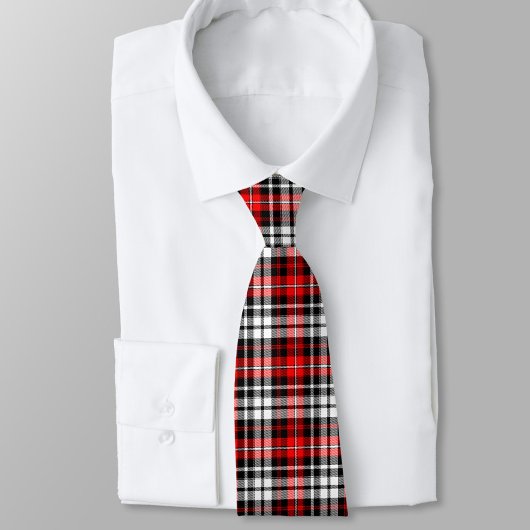 Rot-Schwarz-Weiß-Karomuster-Tartan-Design Krawatte
