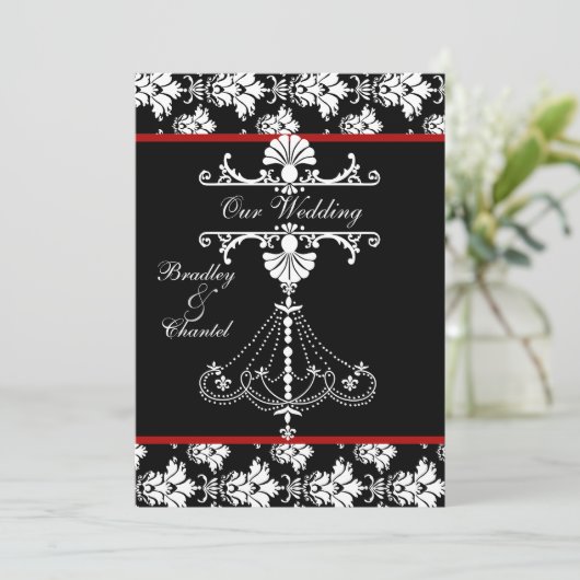 Rot, Schwarz, Weiß Kronleuchter Einladung zur Hoch (Stehend Vorderseite)