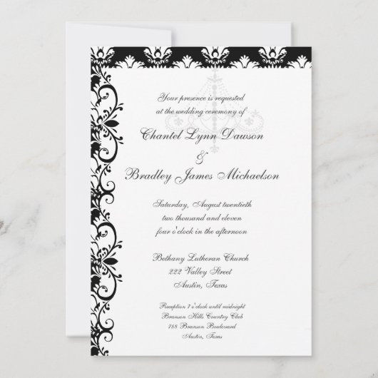 Rot, Schwarz, Weiß Kronleuchter Einladung zur Hoch (Rückseite)