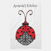 Rot-Schwarz-Weiß-Leinen-Wadybug Geschirrtuch (Vertikal)