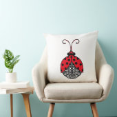 Rot-Schwarz-Weiß-Leinen-Wadybug Kissen (Stuhl )