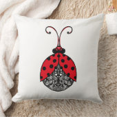 Rot-Schwarz-Weiß-Leinen-Wadybug Kissen (Decke)