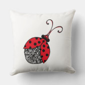 Rot-Schwarz-Weiß-Leinen-Wadybug Kissen (Rückseite)