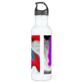 Rot, Schwarz, Weiß, Lila, Blau-Fluid Art Marmor Edelstahlflasche (Rückseite)