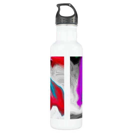 Rot, Schwarz, Weiß, Lila, Blau-Fluid Art Marmor Edelstahlflasche (Rückseite)
