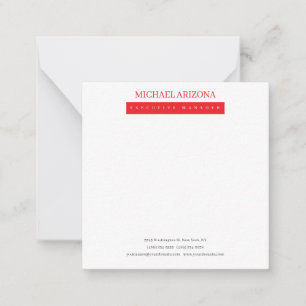 Rot Schwarz & Weiß Minimalist Einfach Modern Mitteilungskarte