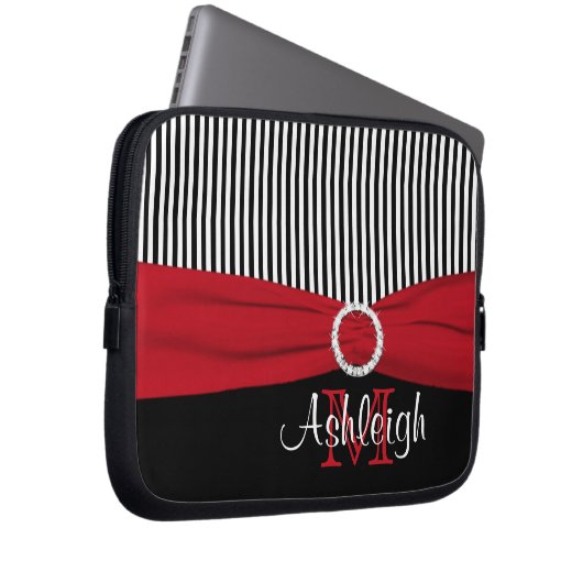 Rot Schwarz-weiß mit IMITAT Ribbon Laptop Sleeve (Vorne Rechts)