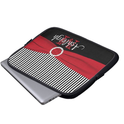 Rot Schwarz-weiß mit IMITAT Ribbon Laptop Sleeve (Vorne Knopf)