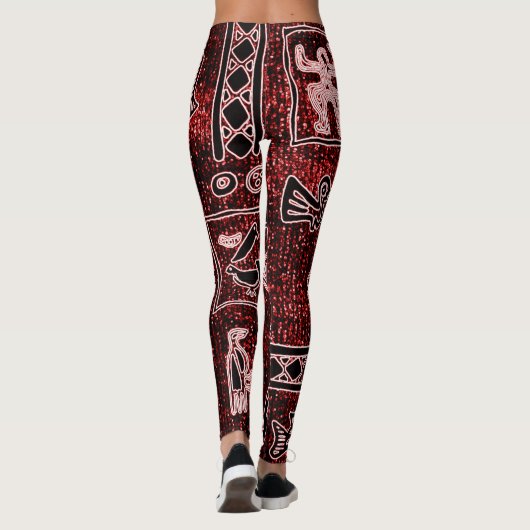 Rot-Schwarz-Weiß-Motiv-Leggings Leggings (Rückseite)
