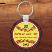 Rot, Schwarz, Weiß, PERSONALISIERTE Softball-Schlü Schlüsselanhänger (Vorderseite)