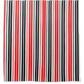 Rot Schwarz Weiß Streifen Muster Design Duschvorhang (Vorderseite)