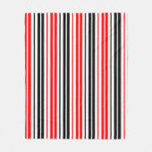 Rot Schwarz Weiß Streifen Muster Design Fleecedecke (Vorderseite)