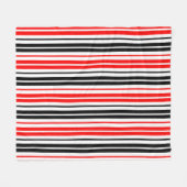 Rot Schwarz Weiß Streifen Muster Design Fleecedecke (Vorderseite (Horizontal))