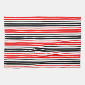 Rot Schwarz Weiß Streifen Muster Design Geschirrtuch (Horizontal)