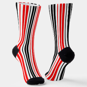Rot Schwarz Weiß Streifen Muster Design  Socken