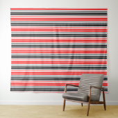 Rot Schwarz Weiß Streifen Muster Design Wandteppich (Beispiel (Horizontal))